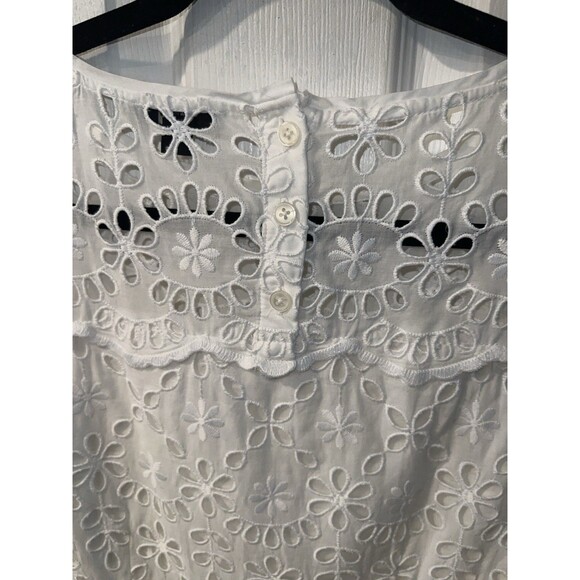 J Crew Dress Womens Sz 2 White Bell Sleeve Eyelet Embroidered Sheath Feminine - Picture 7 of 10